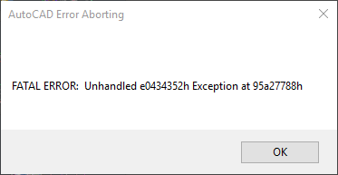 Fatal Error: Unhanded e0434352h Exception at 95a27788h