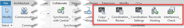 Ribbon - Collaborate - Coordinate Tools
