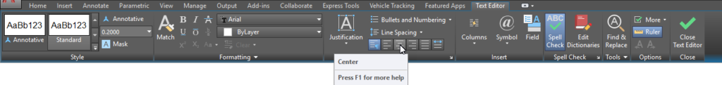 AutoCAD Multiline Text Editor