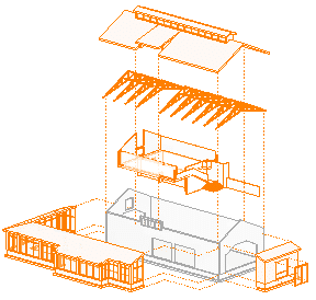 An exploded Revit 3D view