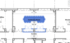 Revit elements selected in floor plan