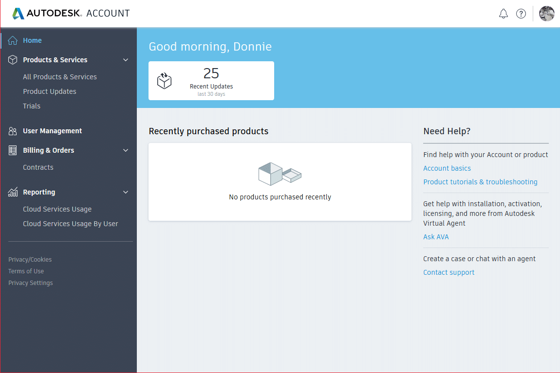 Autodesk Account Homepage