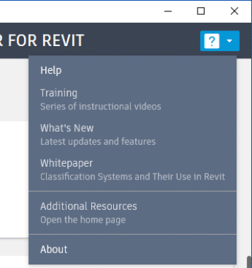 BIM Interoperability Tools for Revit help flyout