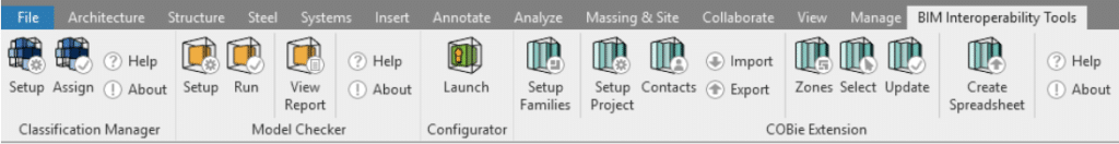 BIM Interoperability Tools for Revit ribbon