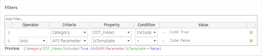 Model Checker Configurator checkset filters showing new filter for API Parameter