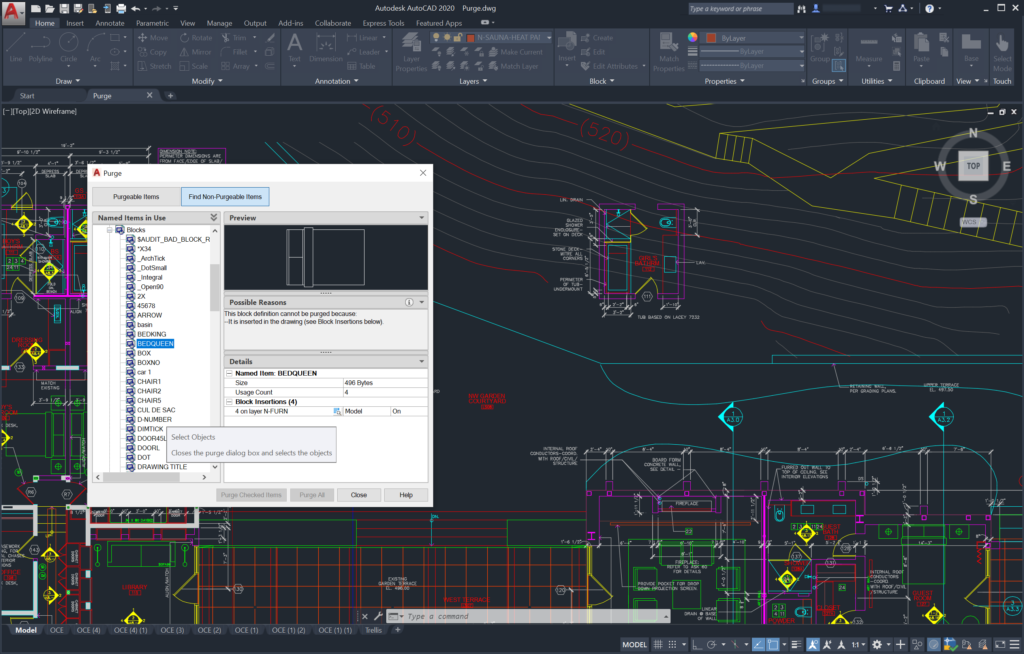 AutoCAD 2020 - Identify Non-Purgeable Items