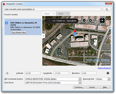Specifying geographic locations for drawings inside AutoCAD 2014