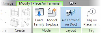 Autodesk Revit MEP - Duct Terminal in the Ribbon