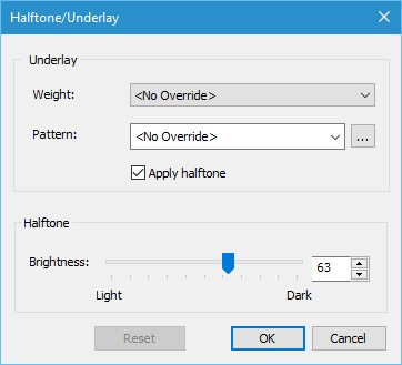 Underlay/Halftone dialog box