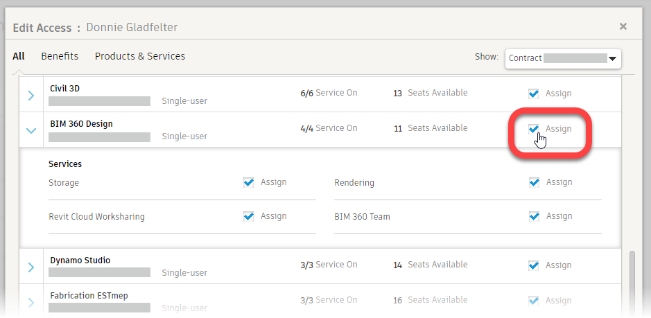 AssigningBIM 360Design License to User