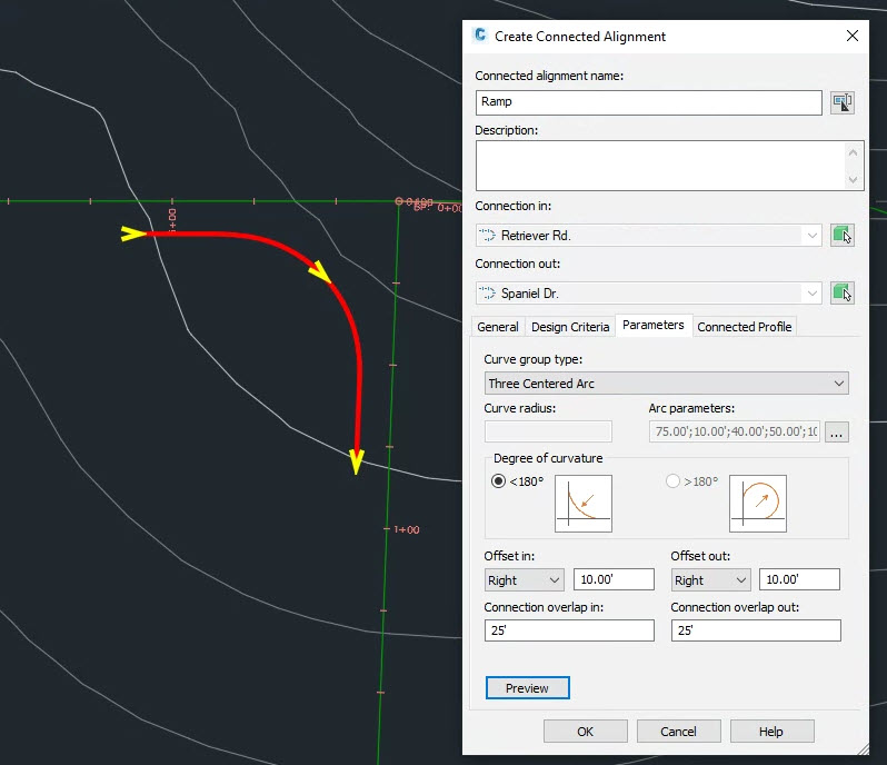 Connected Alignments Dialog